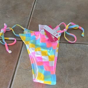 Colorful Checkered Bikini Bottom Size Small Nwt